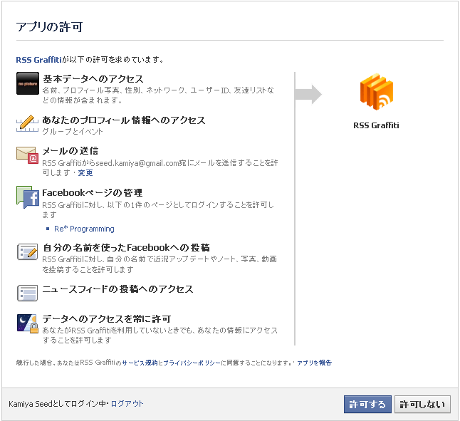 RSS.Graffiti認証画面